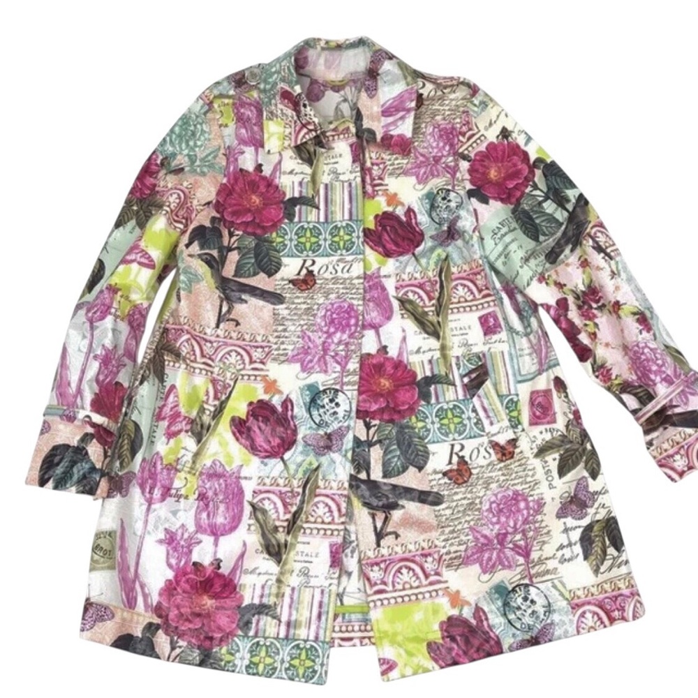 Mycra Pac Life Raincoat Pink Cottagecore Florals Birds